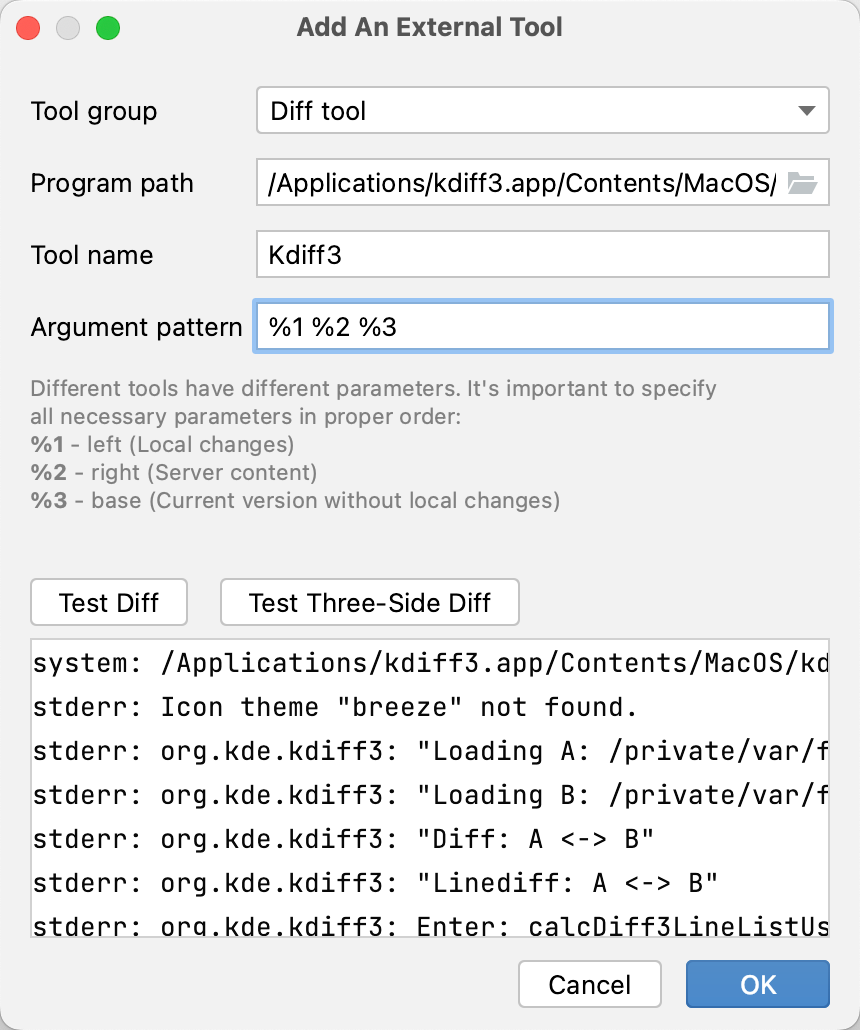 添加 kdiff3 作为外部差异工具