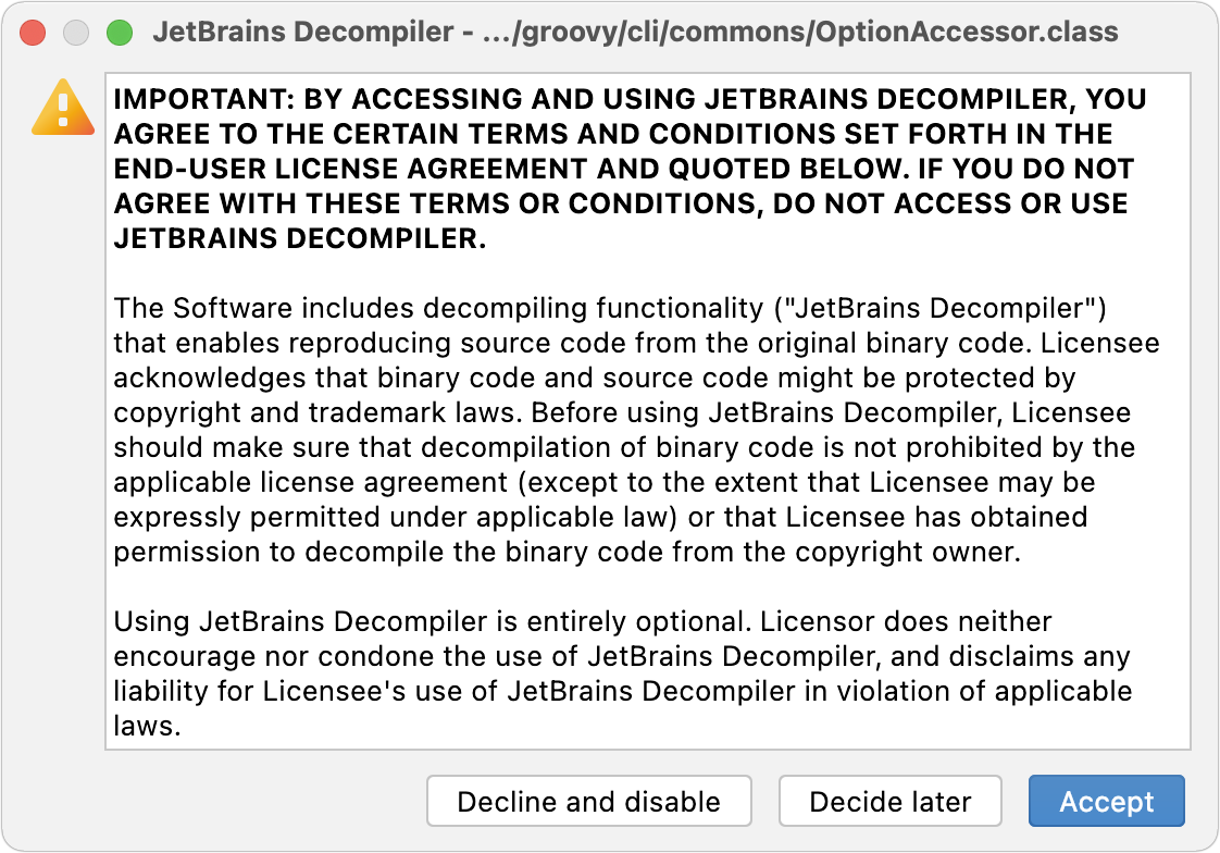 JetBrains 反编译器对话框