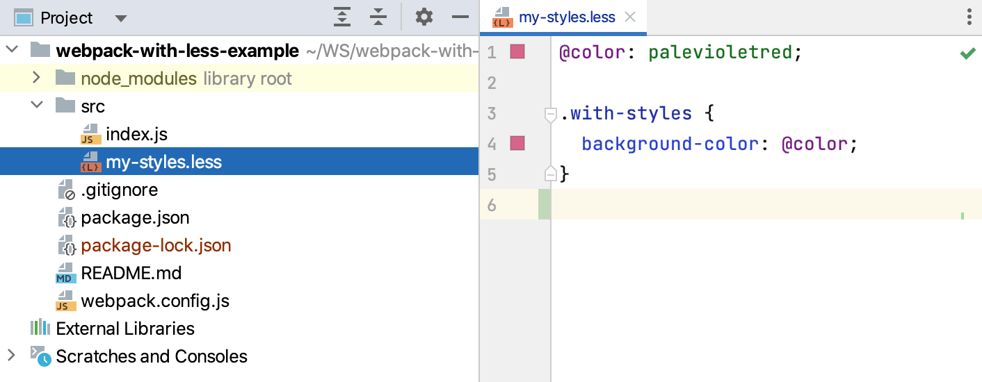 将 Less 编译成 CSS：项目结构