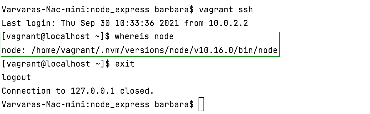 在 Vagrant 环境中找到 Node.js 可执行文件