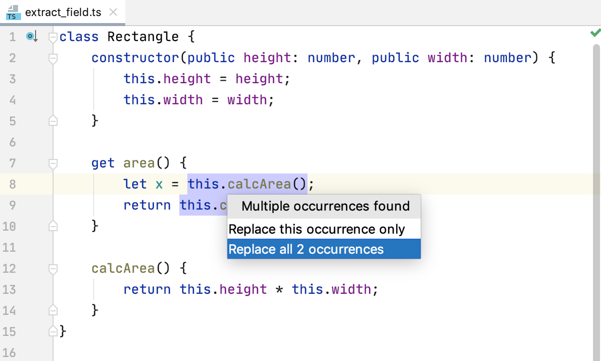 TypeScript 中的提取字段：检测到多次出现表达式
